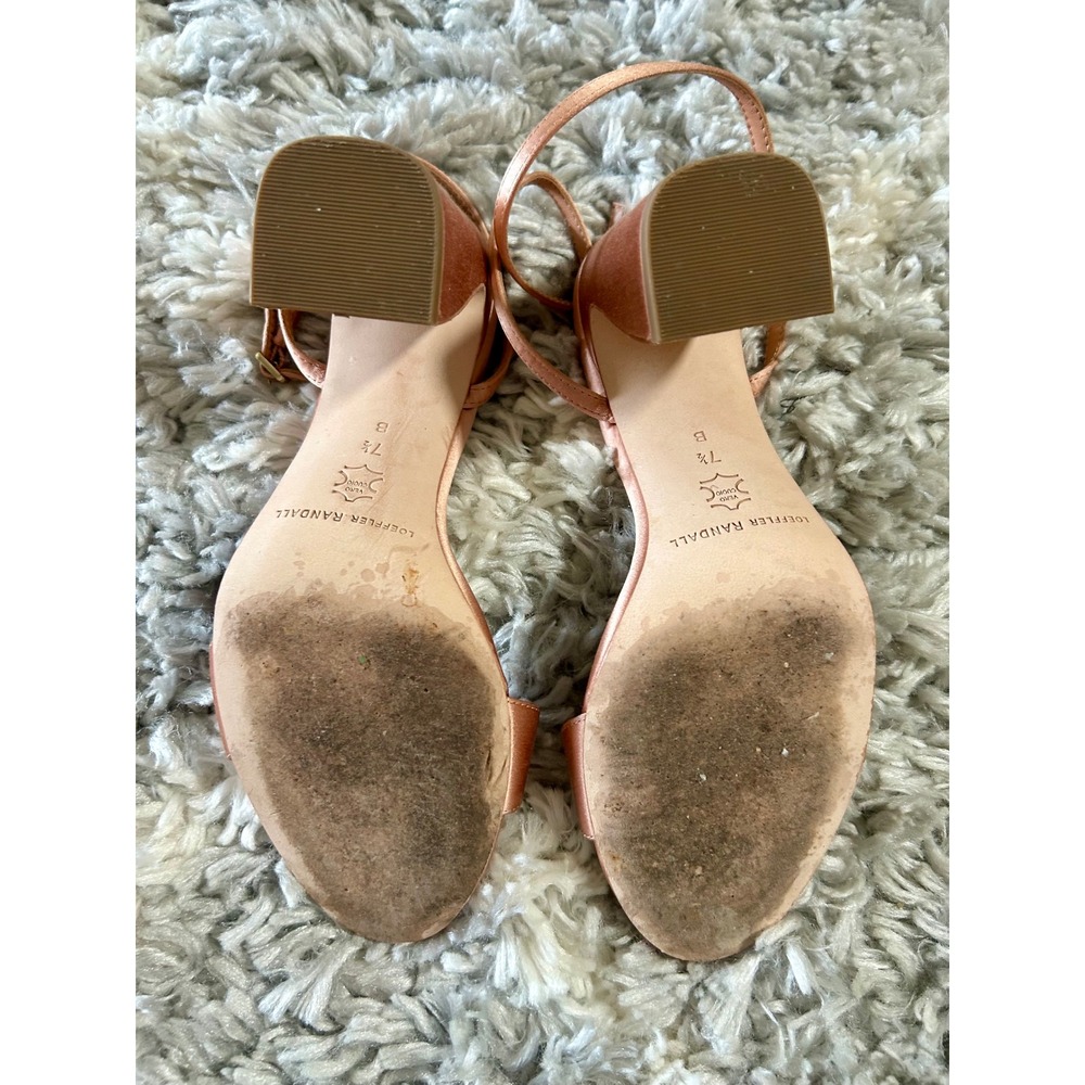 Loeffler Randall Malia Sandals Blush Pink Satin Block Heels Strappy Sz 7.5 - Picture 5 of 5
